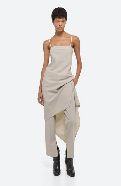 Shop Helmut Lang Asymmetric Hem Wool Dress In Sand - E0s
