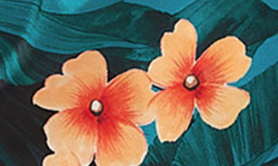 Guess Jun Satin Tie Hem Button-up Shirt In Hawaian Sunset Print