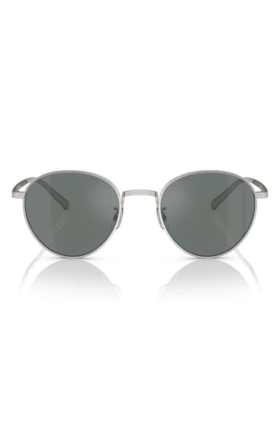 Shop Oliver Peoples Rhydian 49mm Round Sunglasses In Silver