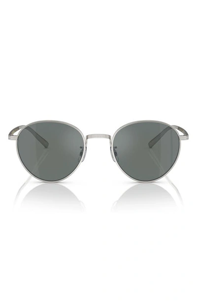 Oliver Peoples Rhydian 49mm Round Sunglasses In Silver