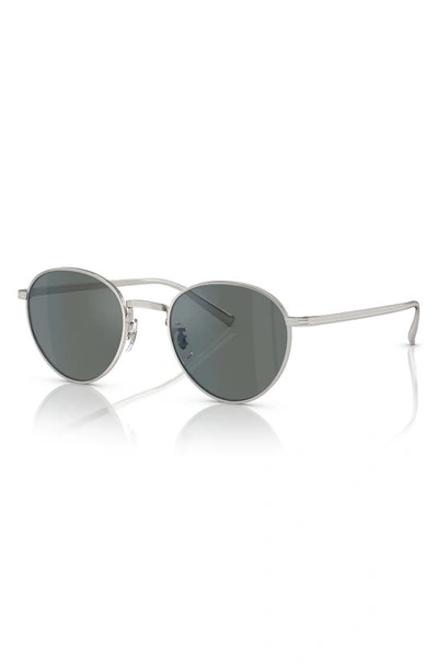 Shop Oliver Peoples Rhydian 49mm Round Sunglasses In Silver