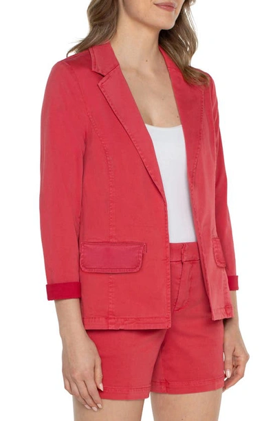 Shop Liverpool Los Angeles Fitted Open Front Twill Blazer In Berry Blossom