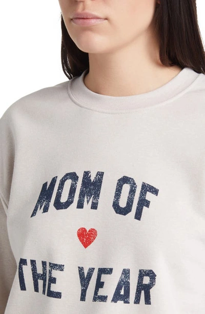 Shop Favorite Daughter Mom Of The Year Cotton Sweatshirt In Heather Oatmeal