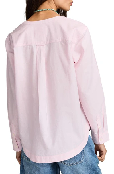 Shop Lucky Brand Lace-up Oversize Shirt In Pink Stripe