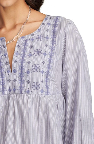 Shop Lucky Brand Embroidered Peasant Top In Blue Stripe