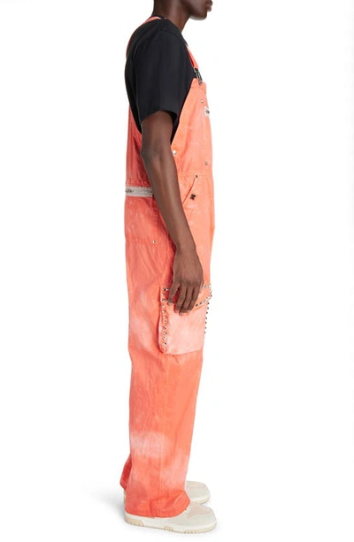 Shop Acne Studios Oversize Studded Cargo Overalls In Fluo Pink