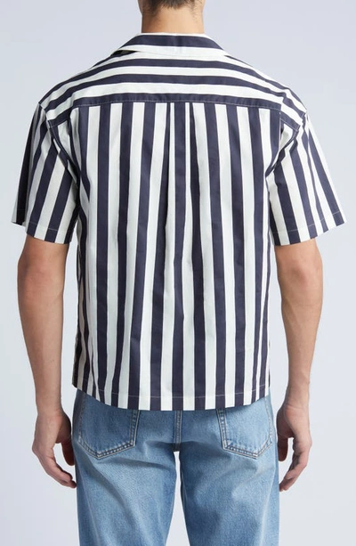 Shop Frame Stripe Camp Shirt In Navy Stripe