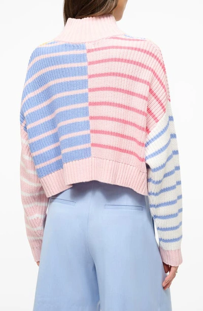 Shop Staud Hamptom Stripe Half Zip Sweater In Sunset Stripe