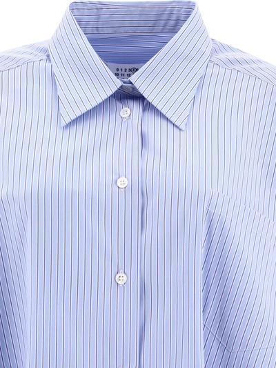 Shop Maison Margiela Oversized Cotton Shirt In Blue