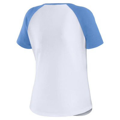 Shop Wear By Erin Andrews White North Carolina Tar Heels Baseball Logo Raglan Henley T-shirt