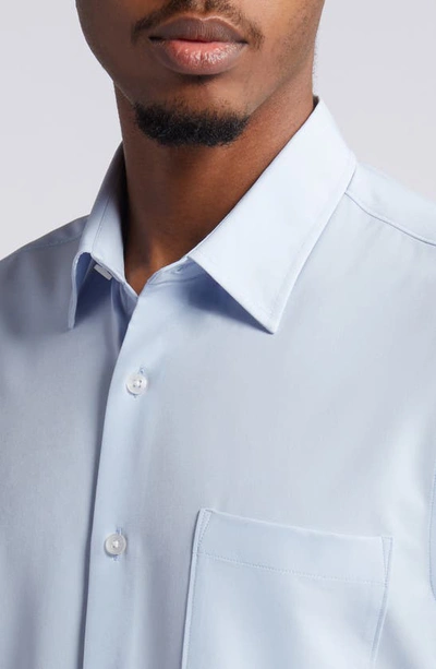 Shop Nordstrom Trim Fit Short Sleeve Button-up Shirt In Blue Skyway