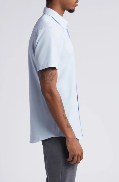Nordstrom Trim Fit Short Sleeve Button-up Shirt In Blue Skyway