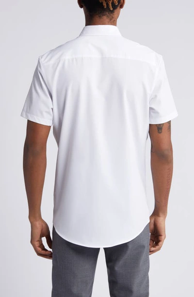 Shop Nordstrom Trim Fit Short Sleeve Button-up Shirt In White