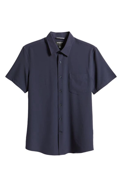 Shop Nordstrom Trim Fit Short Sleeve Button-up Shirt In Navy Blazer