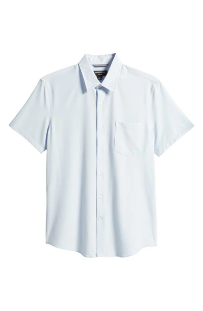 Shop Nordstrom Trim Fit Short Sleeve Button-up Shirt In Blue Skyway