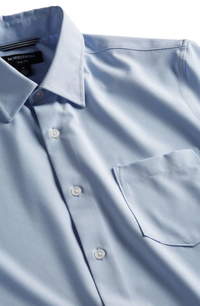 Shop Nordstrom Trim Fit Short Sleeve Button-up Shirt In Blue Skyway