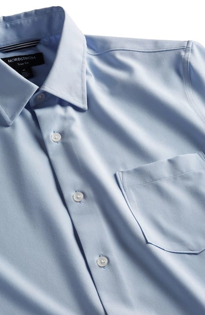 Nordstrom Trim Fit Short Sleeve Button-up Shirt In Blue Skyway