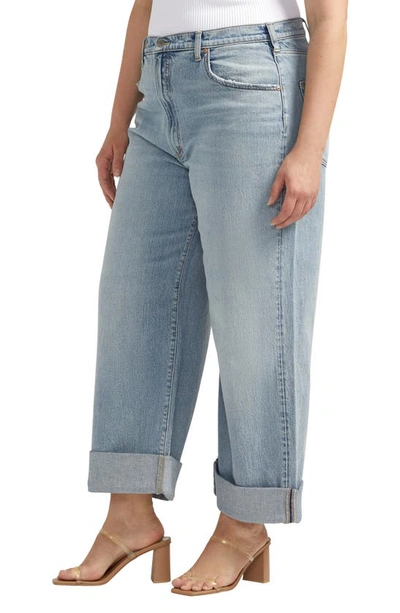 Shop Silver Jeans Co. Baggy Crop Wide Leg Jeans In Indigo