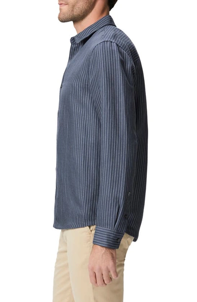 Shop Paige Peters Stripe Linen Blend Button-up Shirt In Blue Nights