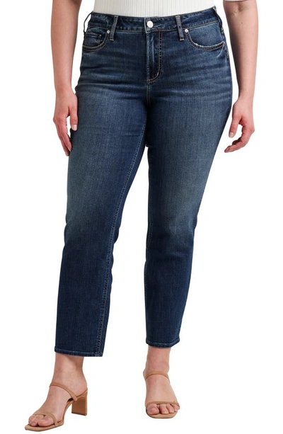 Shop Silver Jeans Co. Suki Curvy Mid Rise Ankle Straight Leg Jeans In Indigo