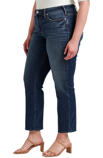 Shop Silver Jeans Co. Suki Curvy Mid Rise Ankle Straight Leg Jeans In Indigo