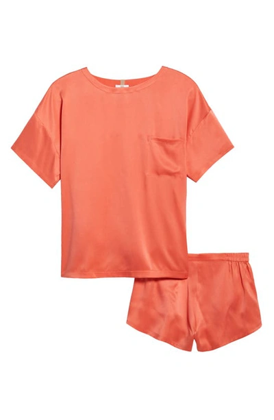 Shop Lunya Washable Silk Short Pajamas In Outro Coral