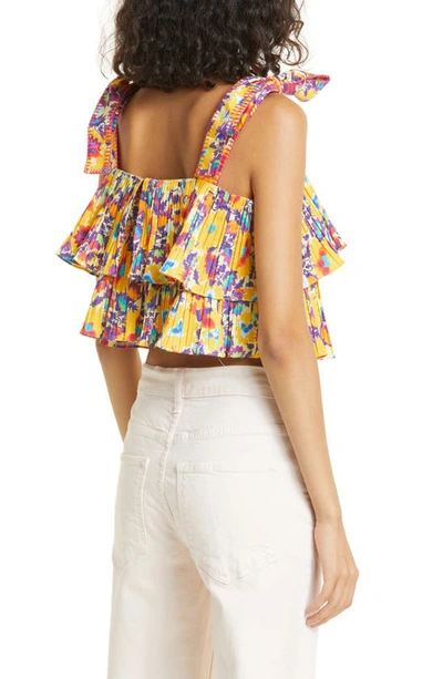 Saloni Tiered Tie Strap Tank In 1684-mango Sunflower