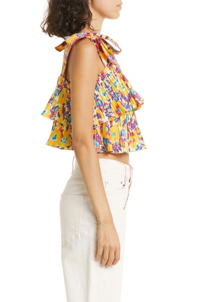 Shop Saloni Tiered Tie Strap Tank In 1684-mango Sunflower