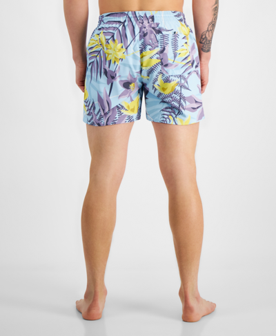 Hugo Boss Piranha Floral Regular Fit 5.3 Swim Trunks In Medium Purple