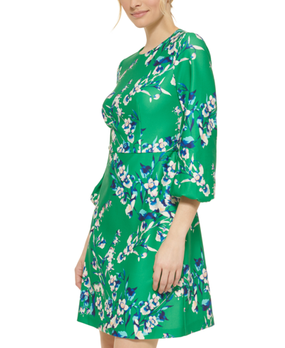 Shop Eliza J Women's Long-sleeve Printed A-line Dress In Green