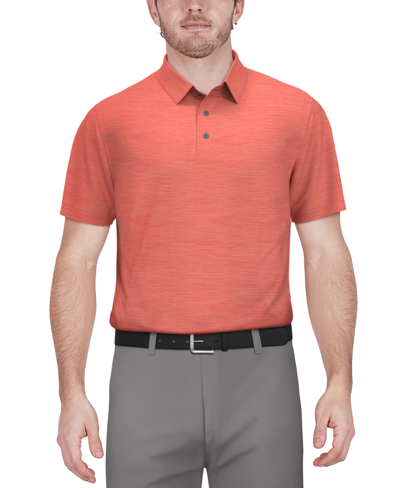 Shop Pga Tour Men's Airflux Jaspe Golf Polo Shirt In Med Shell Pink Heather