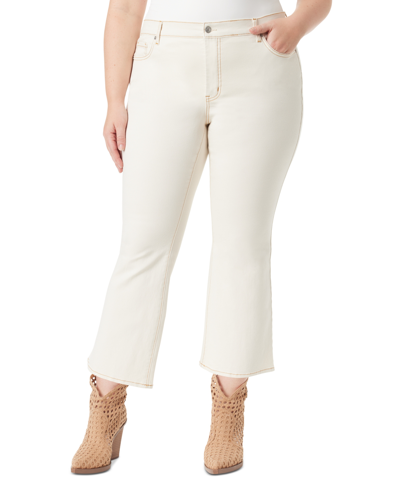 Shop Jessica Simpson Trendy Plus Size Charmed Ankle Flare Jeans In Ecru