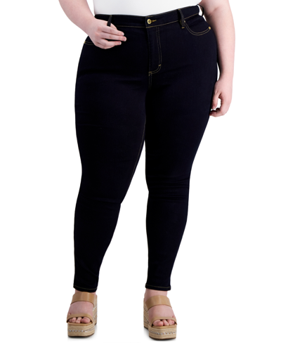 Inc International Concepts Plus Size Skinny-leg Denim Jeans, Created For Macy's In Dark Indigo