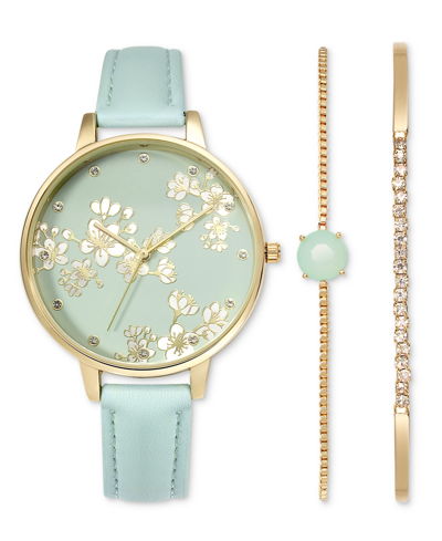 Shop Inc International Concepts Women's Green Strap Watch 39mm Gift Set, Created For Macy's