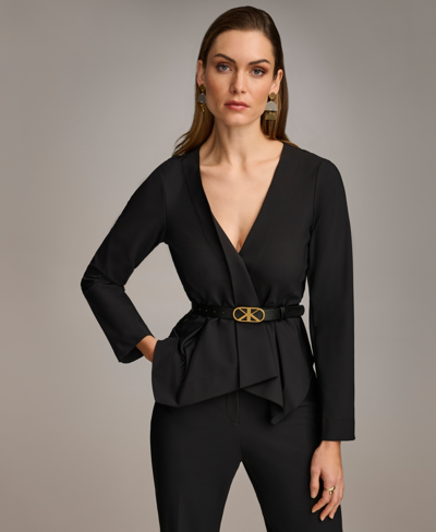 Shop Donna Karan Women's Belted Wrap Jacket In Black