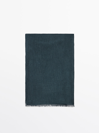 Massimo Dutti Halstuch Aus 100% Leinen In Petroleum