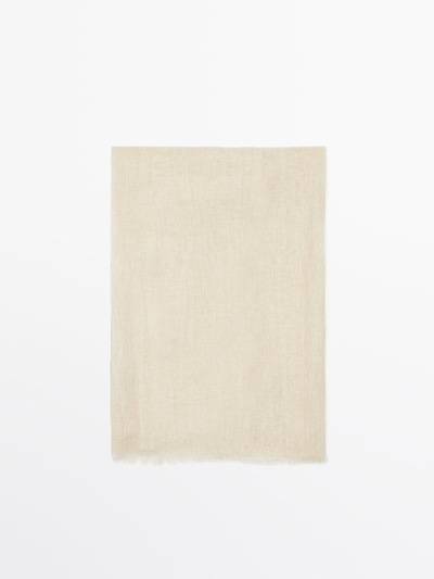 Shop Massimo Dutti 100% Linen Scarf In Sand