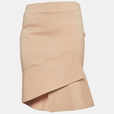 Pre-owned Gucci Beige Silk Asymmetric Midi Skirt M