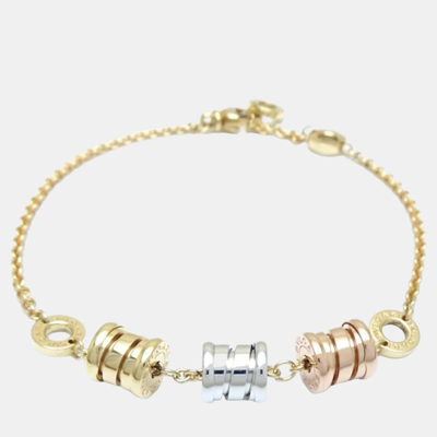 Pre-owned Bvlgari 18k Yellow Gold Rose Gold And White Gold B.zero1 Tricolor Station Bracelet