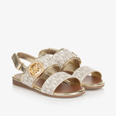 Shop Michael Kors Girls Gold Mk Velcro Sandals