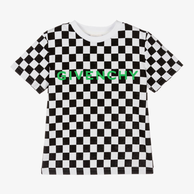 Shop Givenchy Boys Black Checkerboard T-shirt
