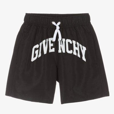 Shop Givenchy Teen Boys Black Varsity Swim Shorts
