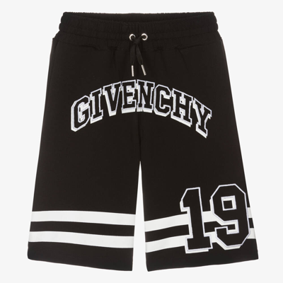 Shop Givenchy Teen Boys Black Cotton Varsity Shorts