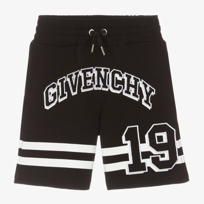 Shop Givenchy Boys Black Cotton Varsity Shorts