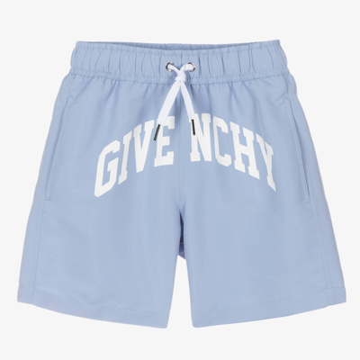 Shop Givenchy Teen Boys Blue Varsity Swim Shorts