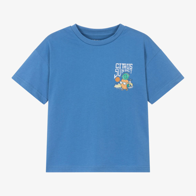 Shop Mayoral Boys Blue Cotton Surfer Print T-shirt