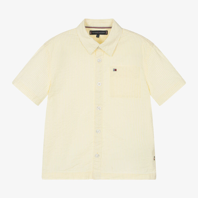 Shop Tommy Hilfiger Boys Yellow Striped Seersucker Shirt