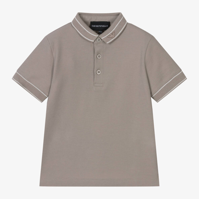 Shop Emporio Armani Boys Beige Cotton Polo Shirt