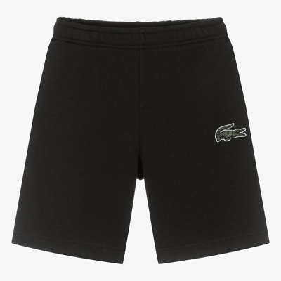 Shop Lacoste Teen Boys Black Cotton Jersey Shorts