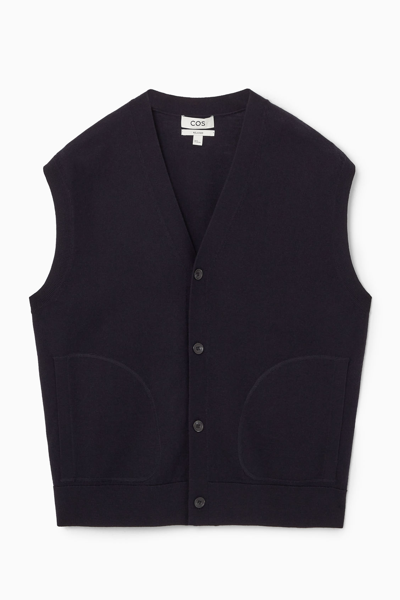 Shop Cos Buttoned Merino Wool Vest In Blue